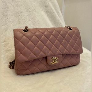 Chanel Light Pink Double Flap Lambskin